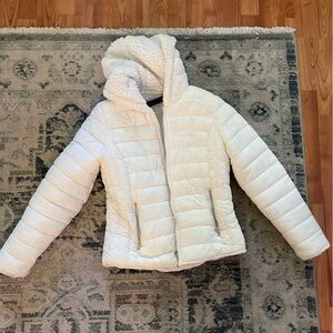 White Puffer Jacket with Hood